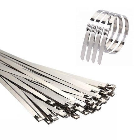 Kable Kontrol Cable Tie, Silver, Stainless Steel Type 304, 200 lbs Strength, 25 PK SSCT33
